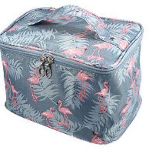 NWT Travel Makeup Bag Portable Cosmetic Case for Women Flamingo Pattern